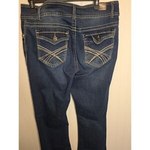 WallFlower  Bootcut Jeans Dark Wash Embroidered Flap Pocket WBM11990B 15 Reg